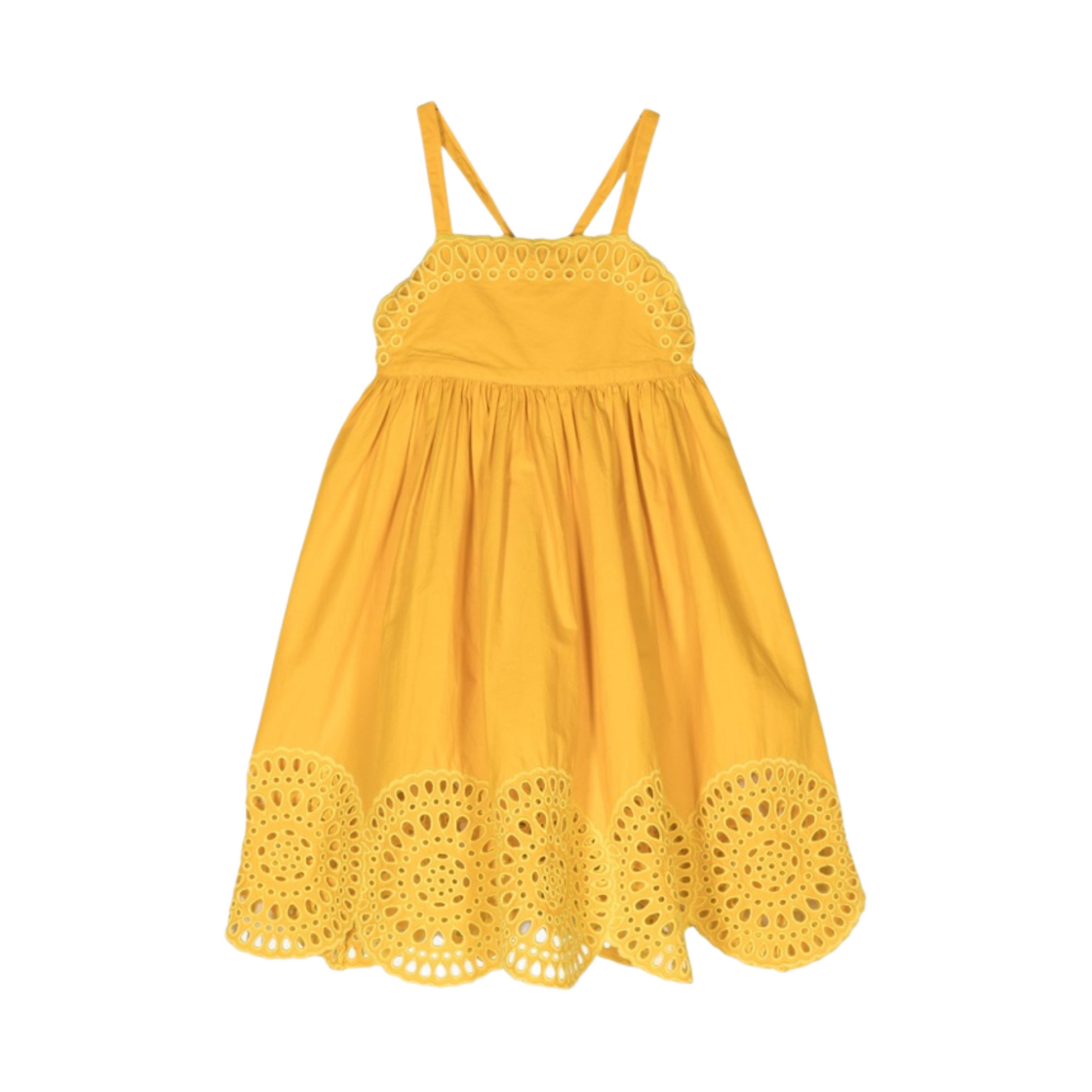 TU1B92Z1594230 (Kids) Stella McCartney Broderie Anglaise Empire Line Dress Mustard Yellow