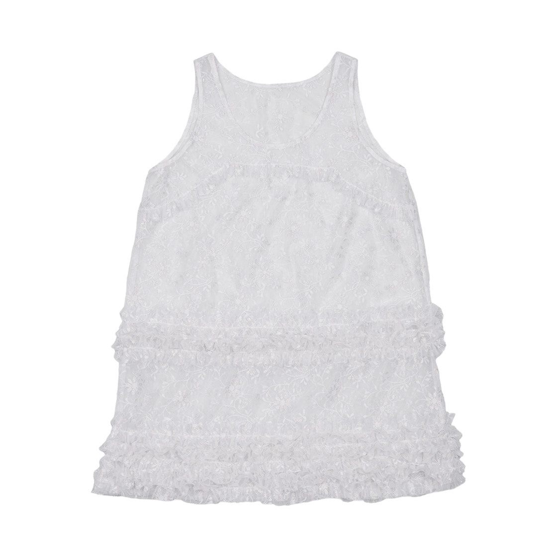 러프넥 러플 레이어드 드레스 화이트