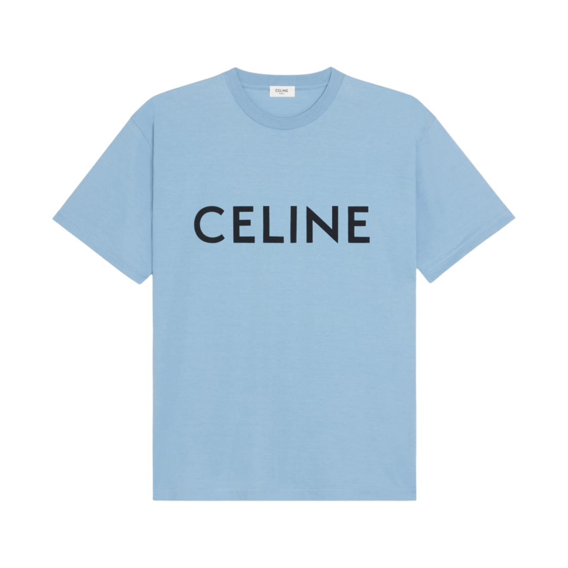 셀린느 코튼 저지 루즈 티셔츠 워시드 블루 블랙