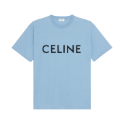 Celine Loose T-Shirt in Cotton Jersey Washed Blue Black
