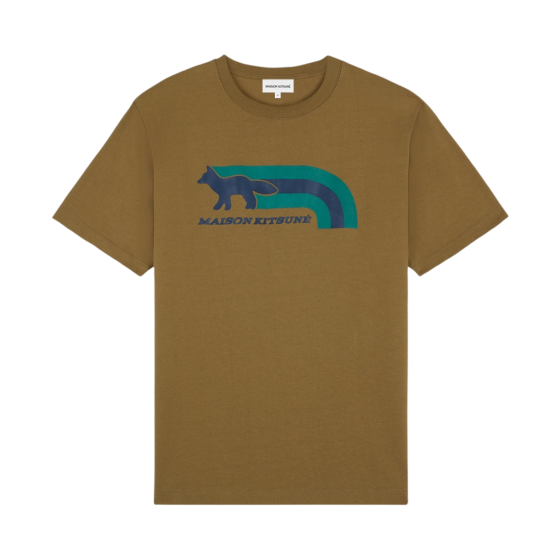 MM00113KJ0118-P358 Maison Kitsune Flash Fox Comfort T-Shirt Khaki Green