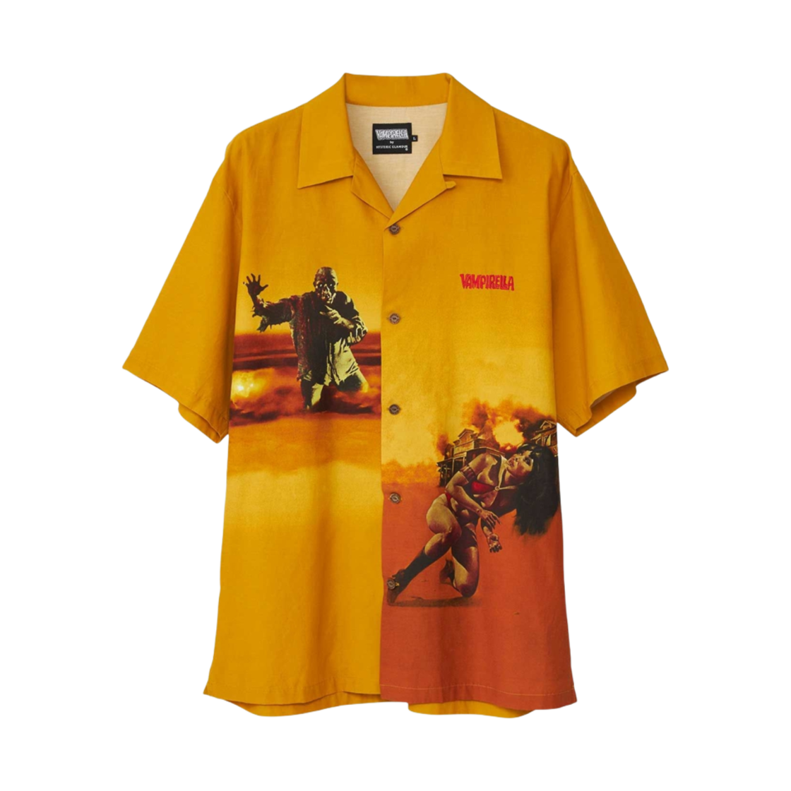 히스테릭 글래머 x 뱀피렐라 시티 오브 고스트 오픈 칼라 셔츠 옐로우