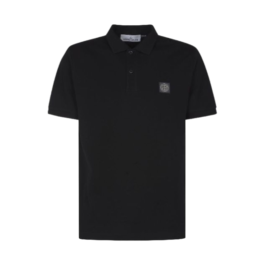 Stone Island 22R39 Organic Cotton Pique Polo Shirt Black - 23SS