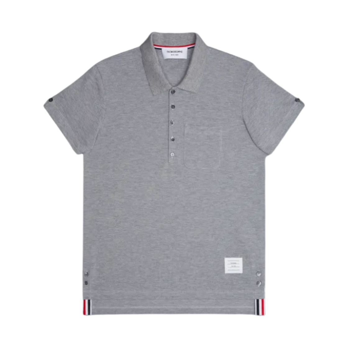 (키즈) 톰브라운 코튼 피케 클래식 숏슬리브 폴로 셔츠 라이트 그레이((Kids) Thom Browne Cotton Pique Classic Short Sleeve Polo Shirt Light Grey)