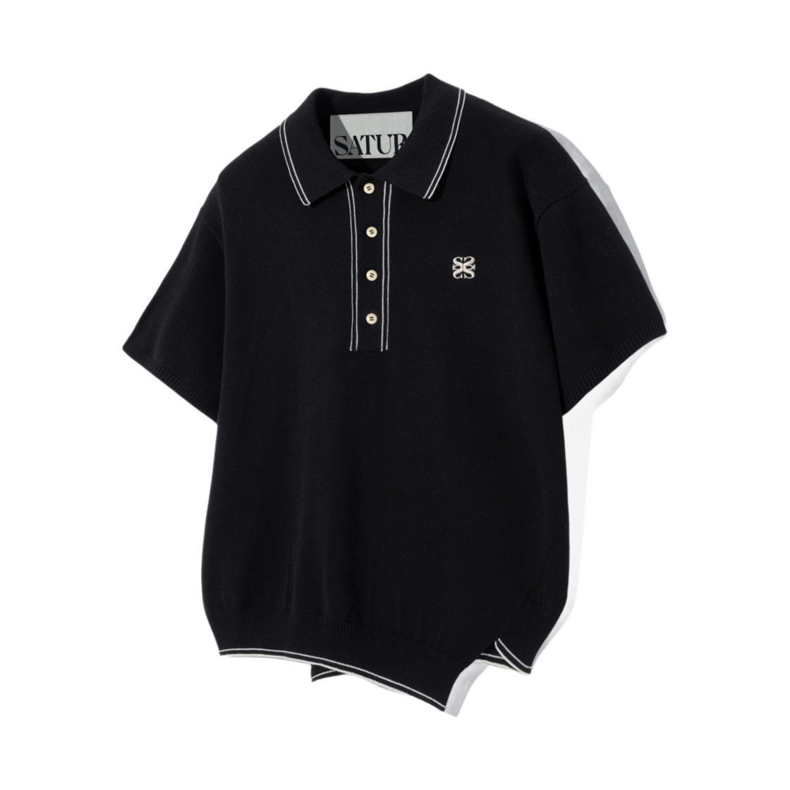 세터 더블린 언발란스 하프 칼라 니트 클래식 블랙