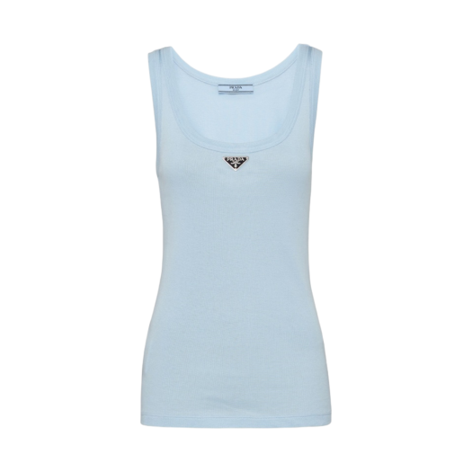 (W) Prada Ribbed Knit Jersey Tank Top Astro