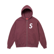 Supreme S Logo Zip Up Hooded Sweatshirt Maroon - 24FW
