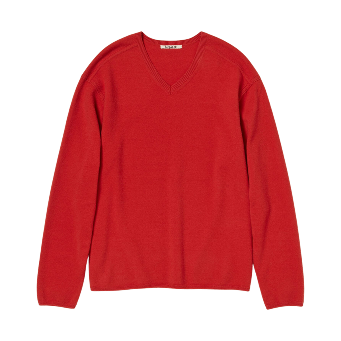 오라리 펠티드 울 니트 브이넥 P/O 레드 오렌지