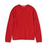 Auralee Felted Wool Knit V-Neck P/O Red Orange