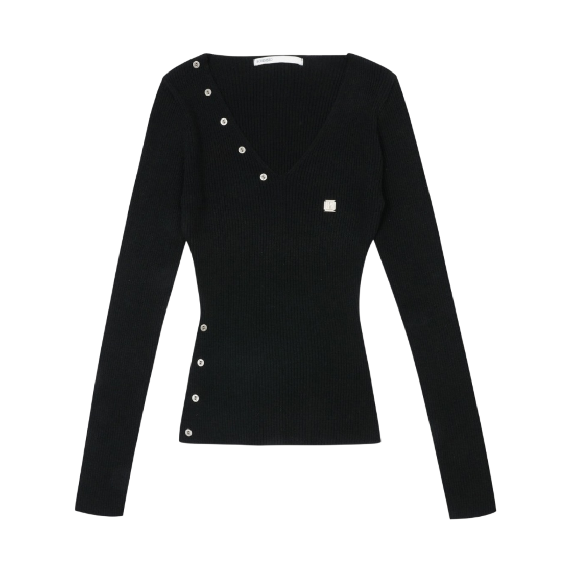 トップス Bohemian seoul BUTTON V-NECK SLIT KNIT W) 보헤미안 서울 버튼 브이넥 슬릿 니트 블랙 | Bohemian Seoul