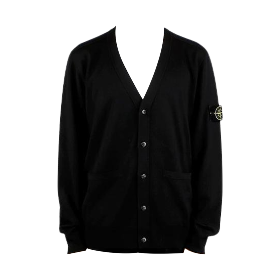 8115511C4-V0029 Stone Island 511C4 Compass Patch Wool Cardigan Black - 24FW