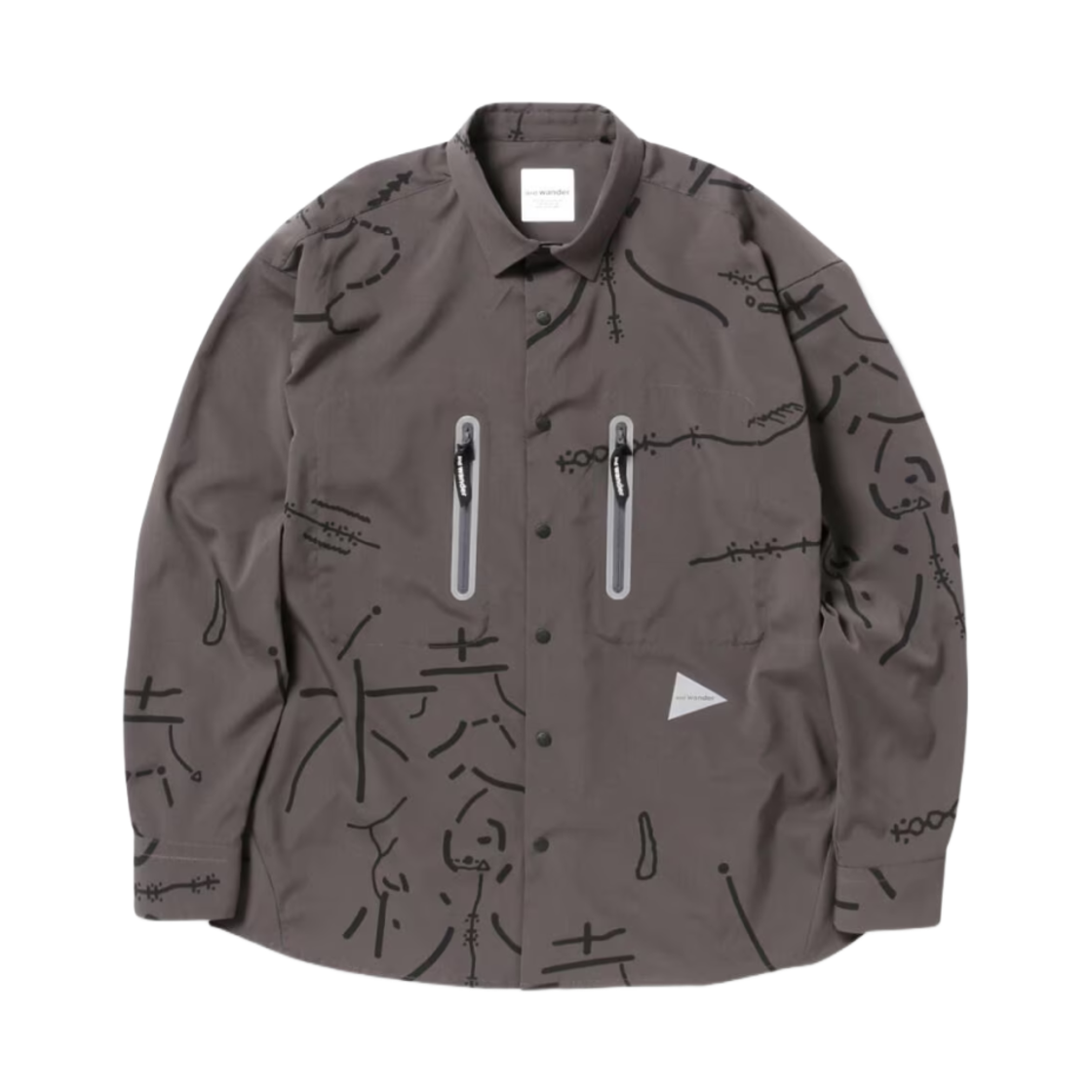 앤드 원더 다이지로 오하라 맵 키 프린트 셔츠 그레이(And Wander Daijiro Ohara Map Key Print Shirt Gray)