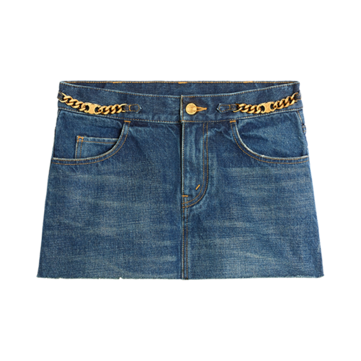 (W) Celine Mini Skirt In Clean Dark Union Wash Denim Clean Dark Union Wash