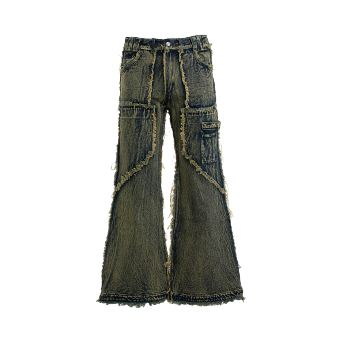노페이스 스튜디오 플레어 데님 002 그린 블루(No/Faith Studios Flared Denim 002 Green Blue)