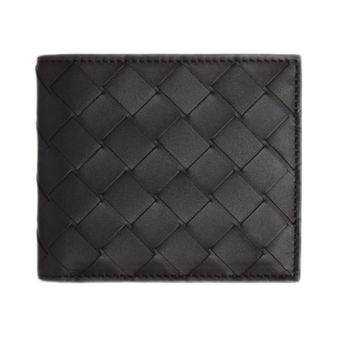 보테가 베네타 인트레치아토 코인 반지갑 블랙 그래스(Bottega Veneta Intrecciato Bi-Fold Wallet with Coin Purse Black Grass) - 1
