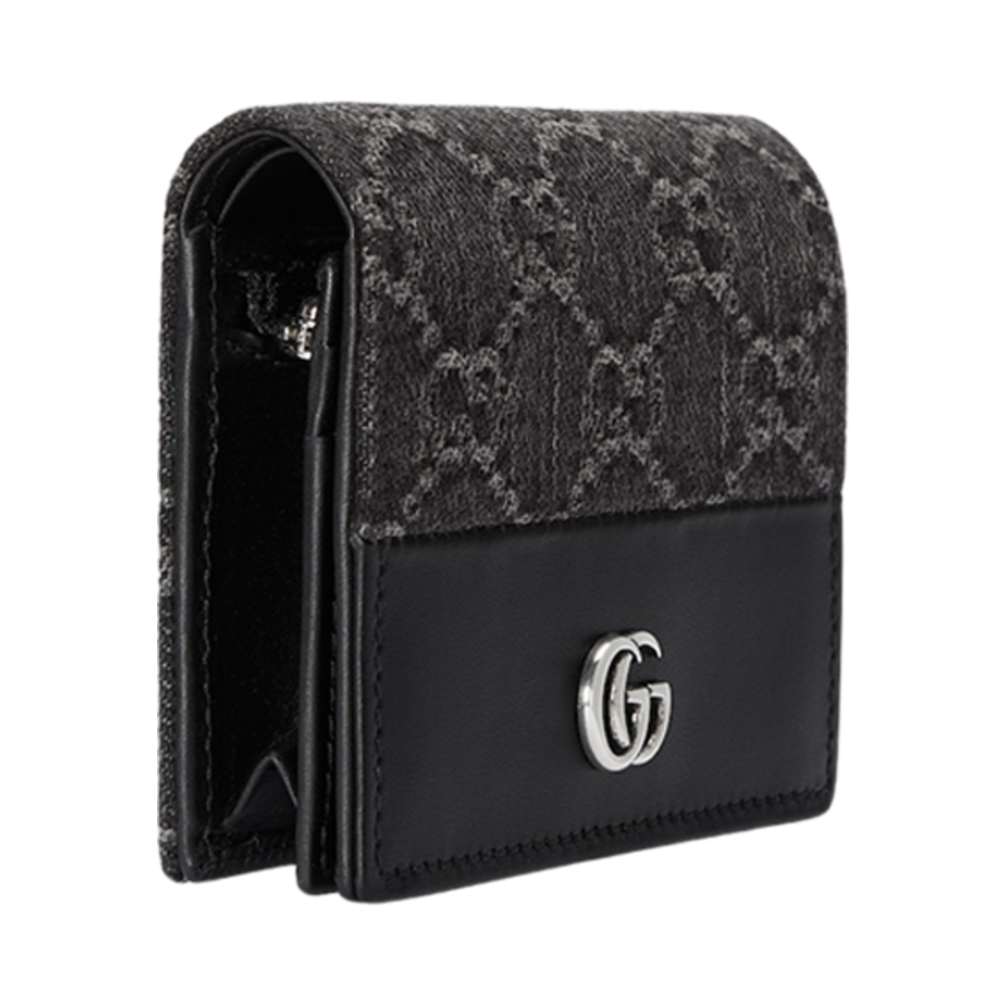 구찌 GG 마몽 카드 케이스 지갑 블랙 그레이 데님(Gucci GG Marmont Card Case Wallet Black Grey Denim) - 2