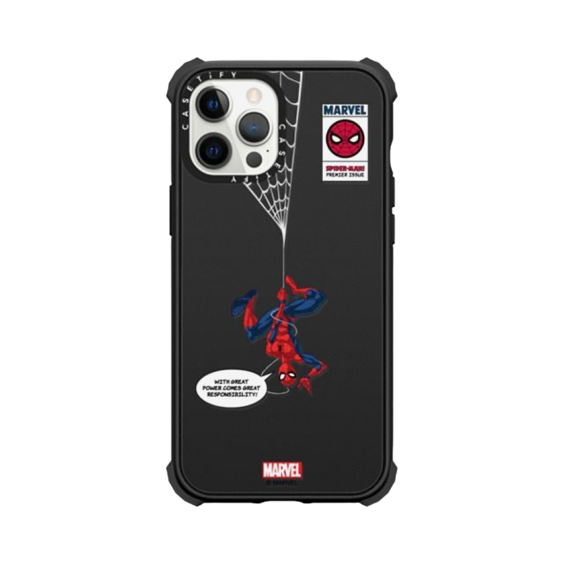 케이스티파이 x 마블 아이폰 스파이더맨 행잉 맥세이프 울트라 임팩트 케이스 매트 블랙(Casetify x Marvel iPhone Spider-Man Hanging Magsafe Ultra Impact Case Matte Black) - 1