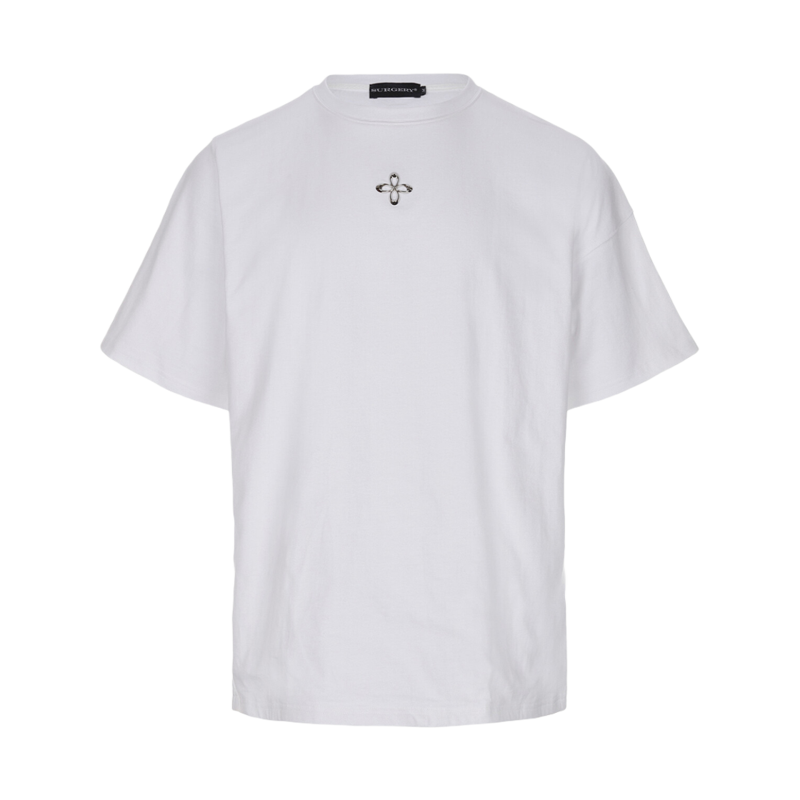 써저리 언밸런스 메탈 클로버 로고 티셔츠 화이트(Surgery Unbalance Metal Clover Logo T-Shirt White)