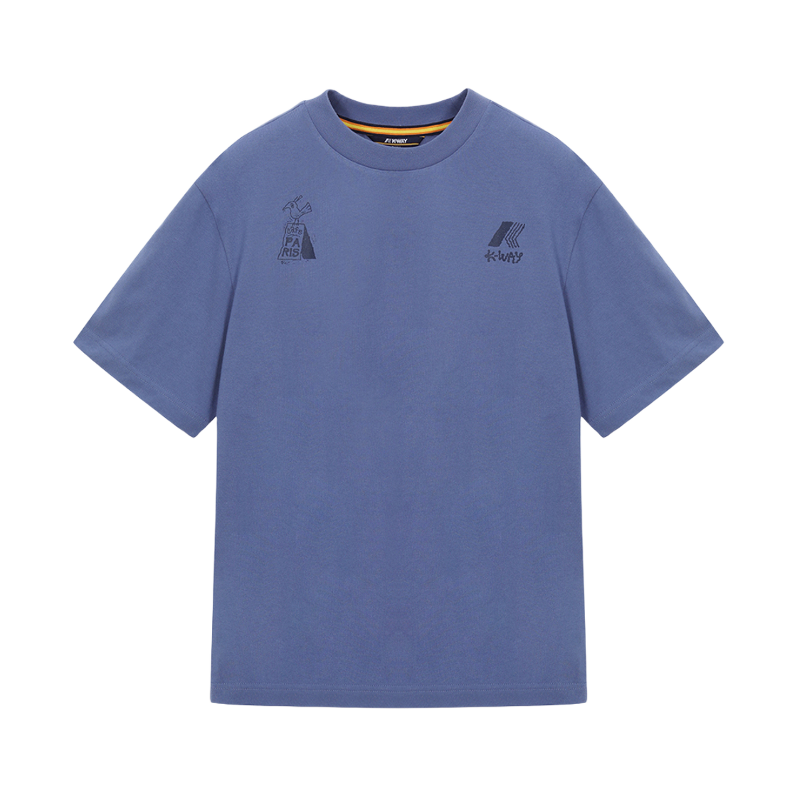 Y242BUT435CL1 K-Way x Chainchul Rain shower Graphic T-shirt Capri Blue
