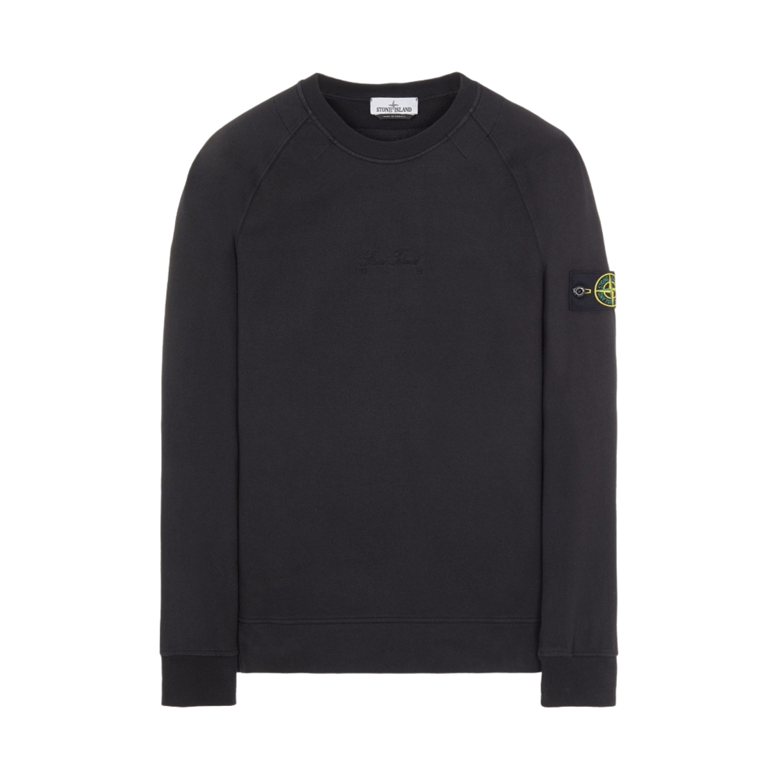 7615655Q1-V0029 Stone Island 655Q1 Heavy Cotton 82/22 Garment Dyed Crewneck Sweatshirt Black - 22SS