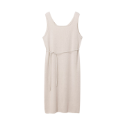 (W) Loeuvre Layered Slim Knit Dress Ecru Beige