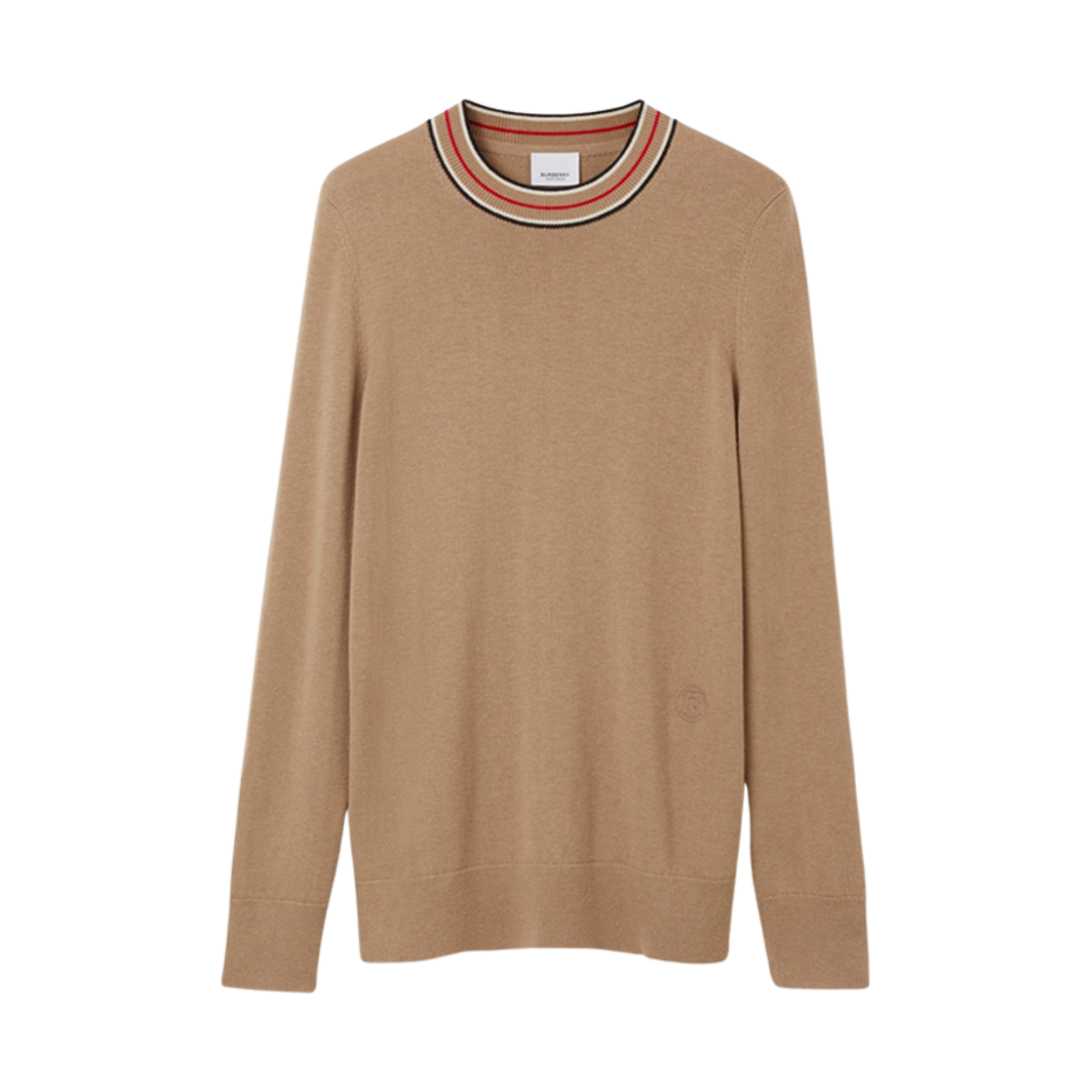 8048429 (W) Burberry Stripe Collar Cashmere Sweater Camel