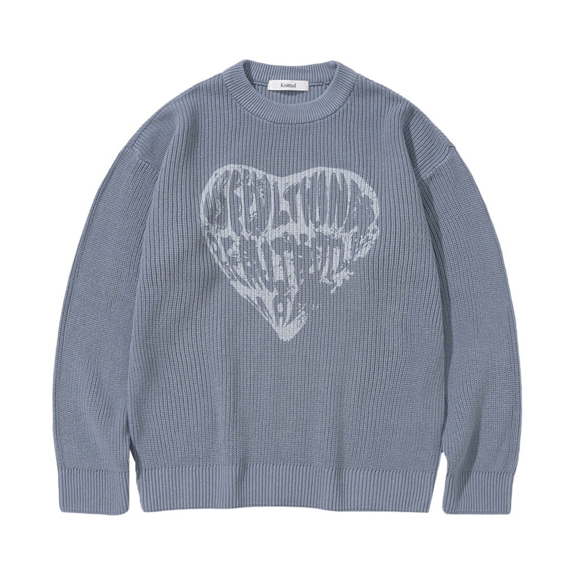 K24AWUK02SB_copy Knitted Vintage Heart Round Knit Stone Blue