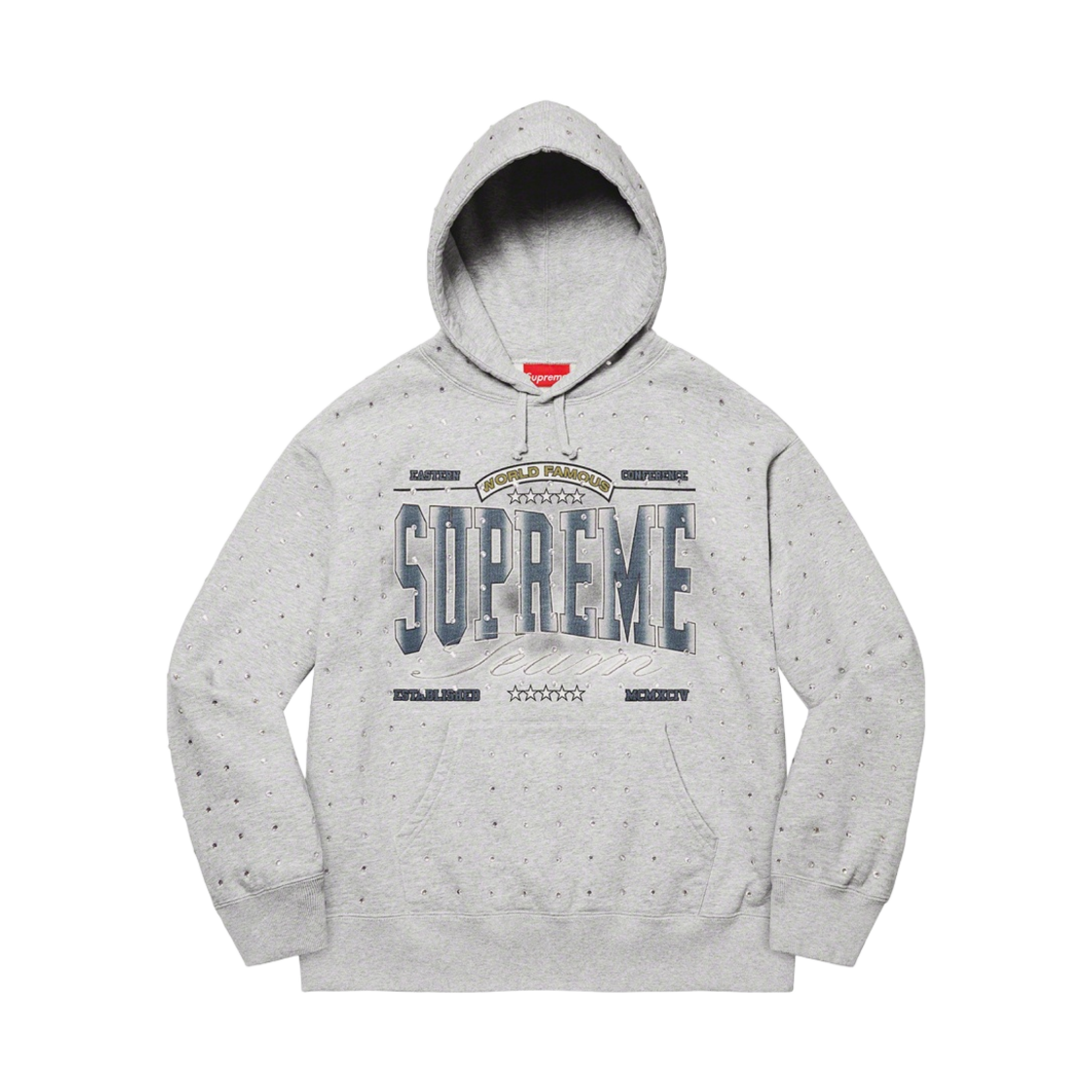슈프림 라인스톤 후드 스웨트셔츠 헤더 그레이 - 21FW(Supreme Rhinestone Hooded Sweatshirt Heather Grey - 21FW) - 1