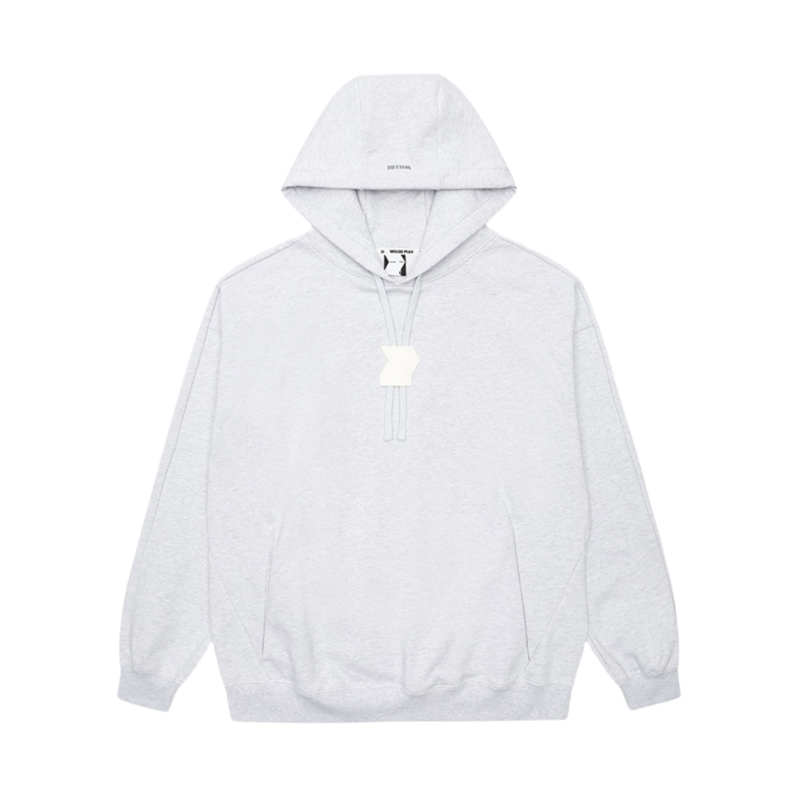 윌비플레이 가죽 와펜 후드 화이트멜란지(WILLBE PLAY Leather wappen Hoodie White Melange)