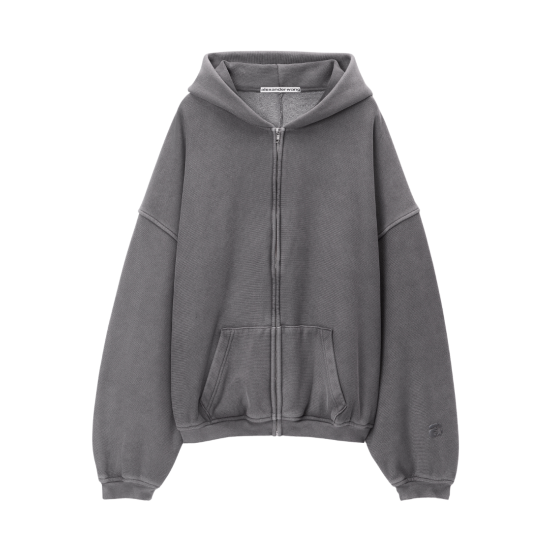 (W) 알렉산더 왕 오버사이즈 스타 로고 프린트 후드 집업 워시드 그래닛((W) Alexander Wang Oversize Star Logo Print Zip up Hoodie Washed Granite)