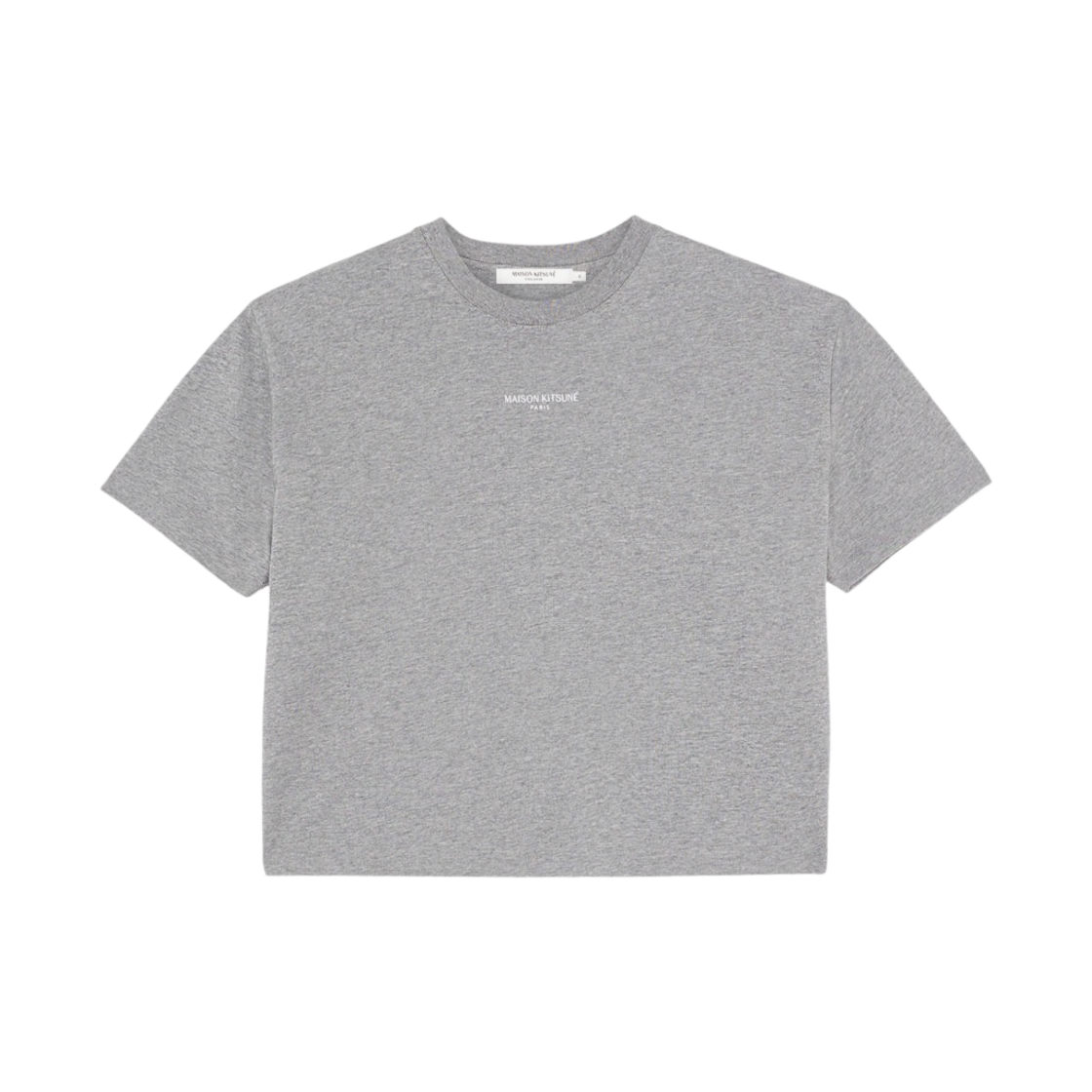 (W) 메종 키츠네 파리 자수 박시 티셔츠 그레이 멜란지((W) Maison Kitsune Paris Embroidered Boxy T-Shirt Grey Melange) - 1