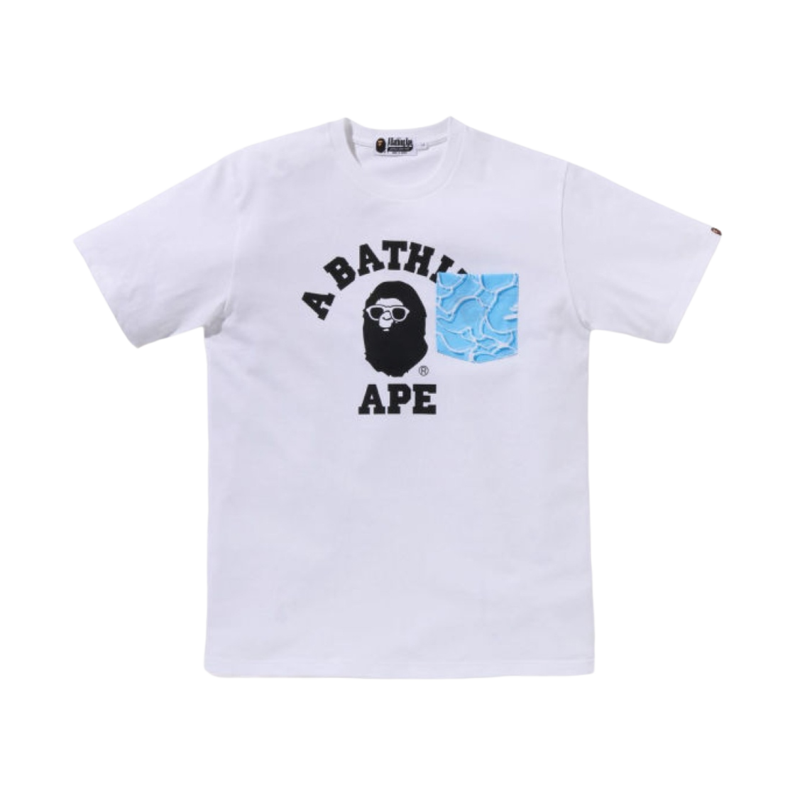0ZXTEM109001N BAPE Abc Sea Surface Camo Pocket College T-Shirt White