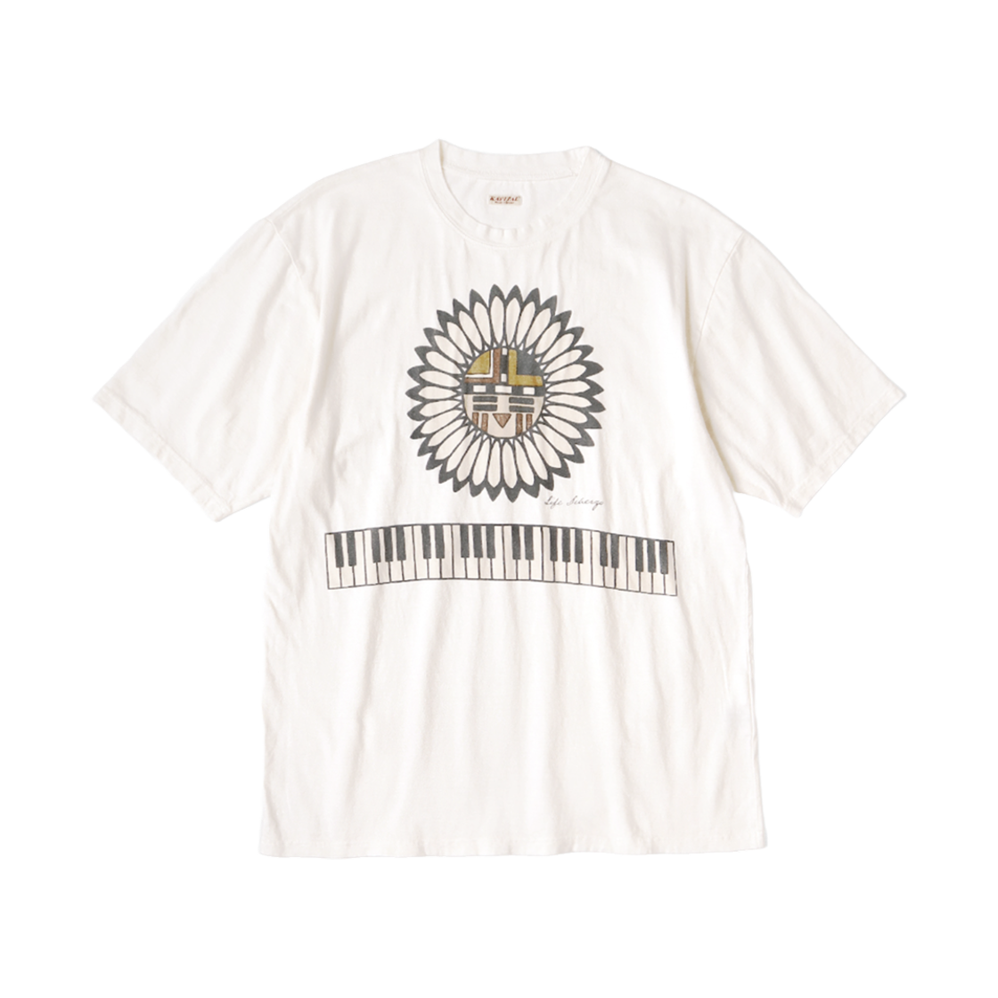 K2503SC058 Kapital 20 Jersey Crew T-Shirt Piano & Sun Face Pt Kinari