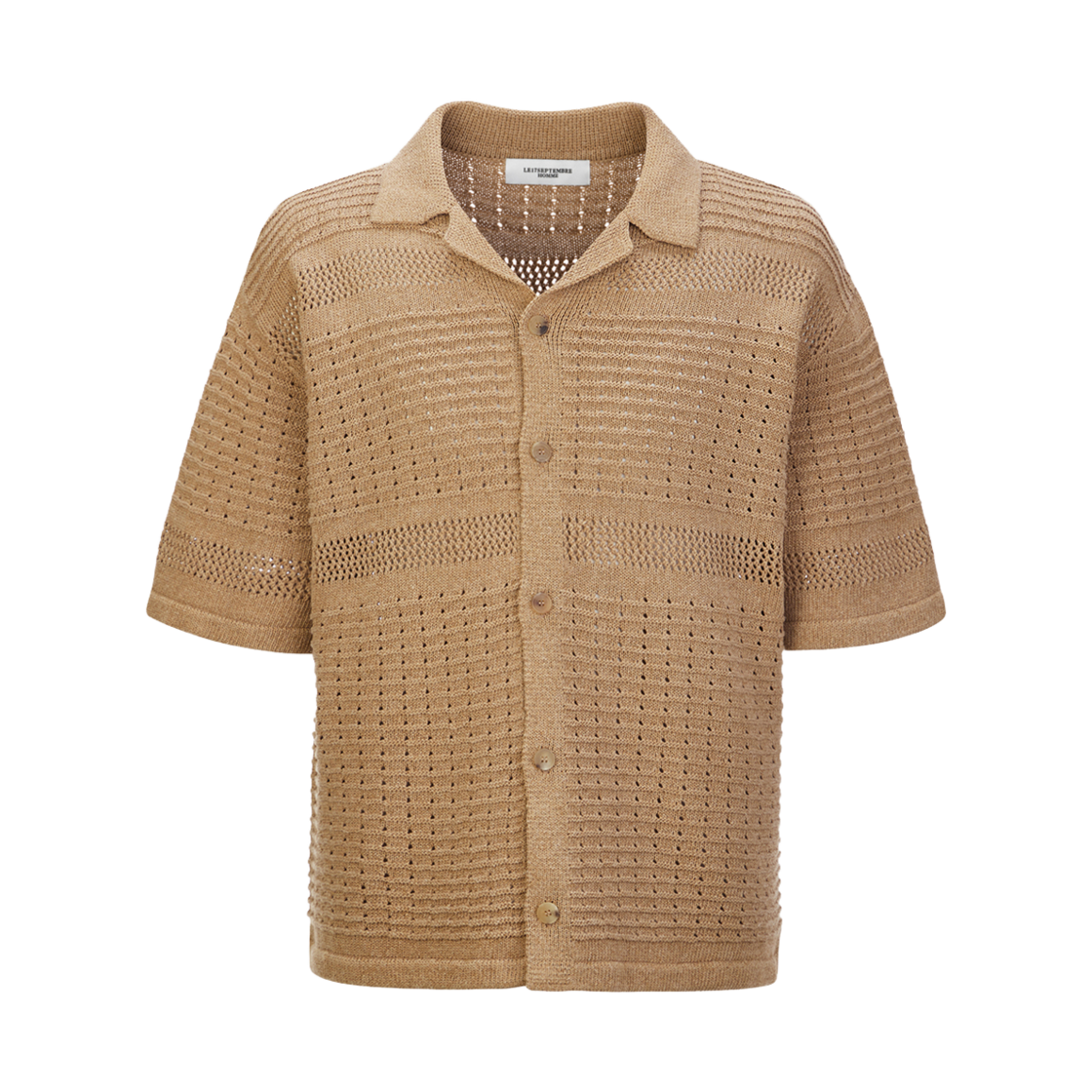 LH2411KN006ECA Le17Septembre Half Sleeve Scash Knit Shirt Camel