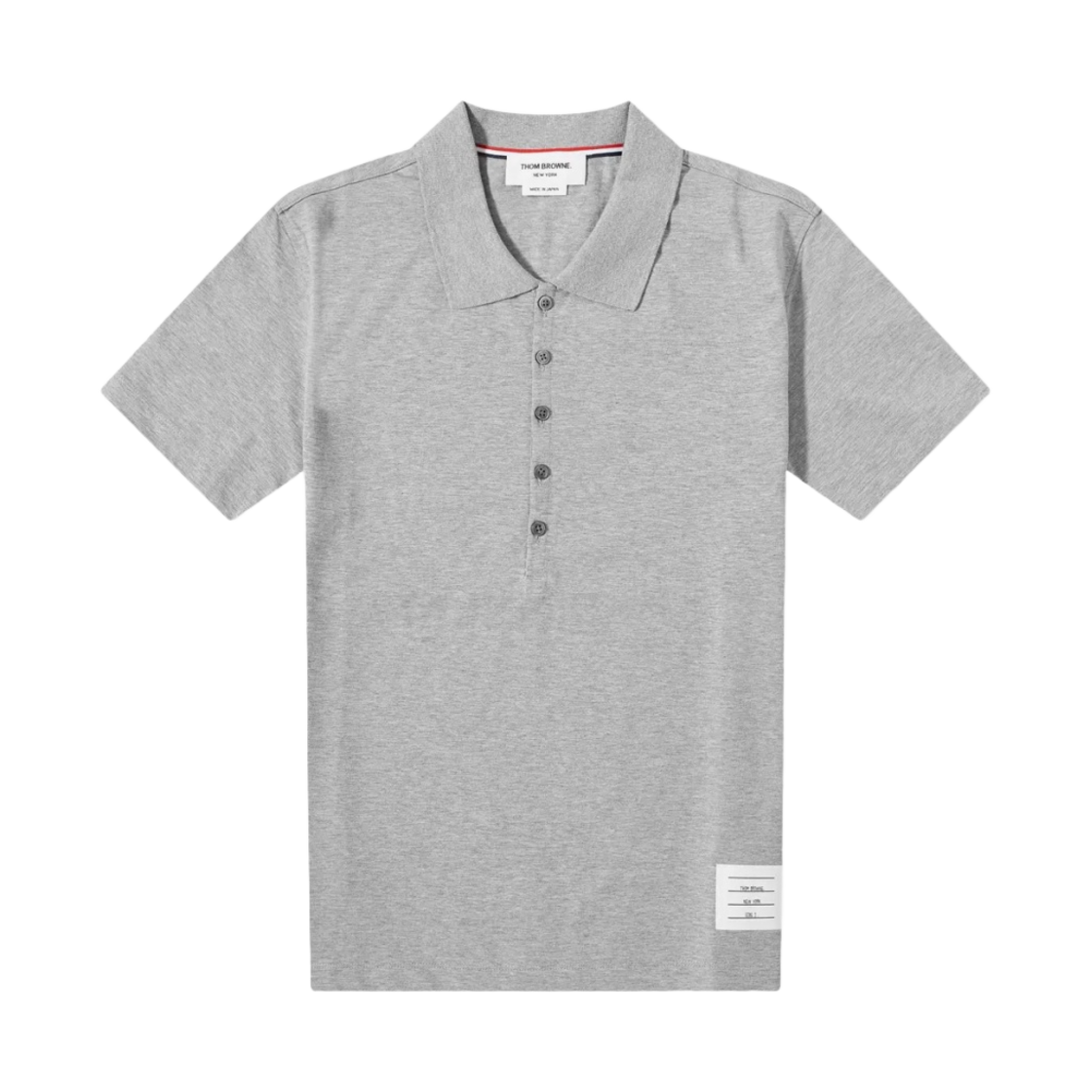 MJP052A-00042-055 Thom Browne Relaxed Fit Short Sleeve Polo Shirt Light Grey