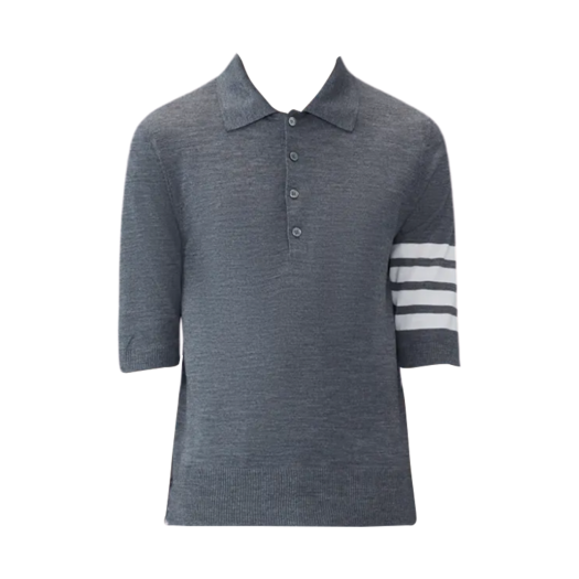 Thom Browne Wool Short Sleeve Polo Medium Grey