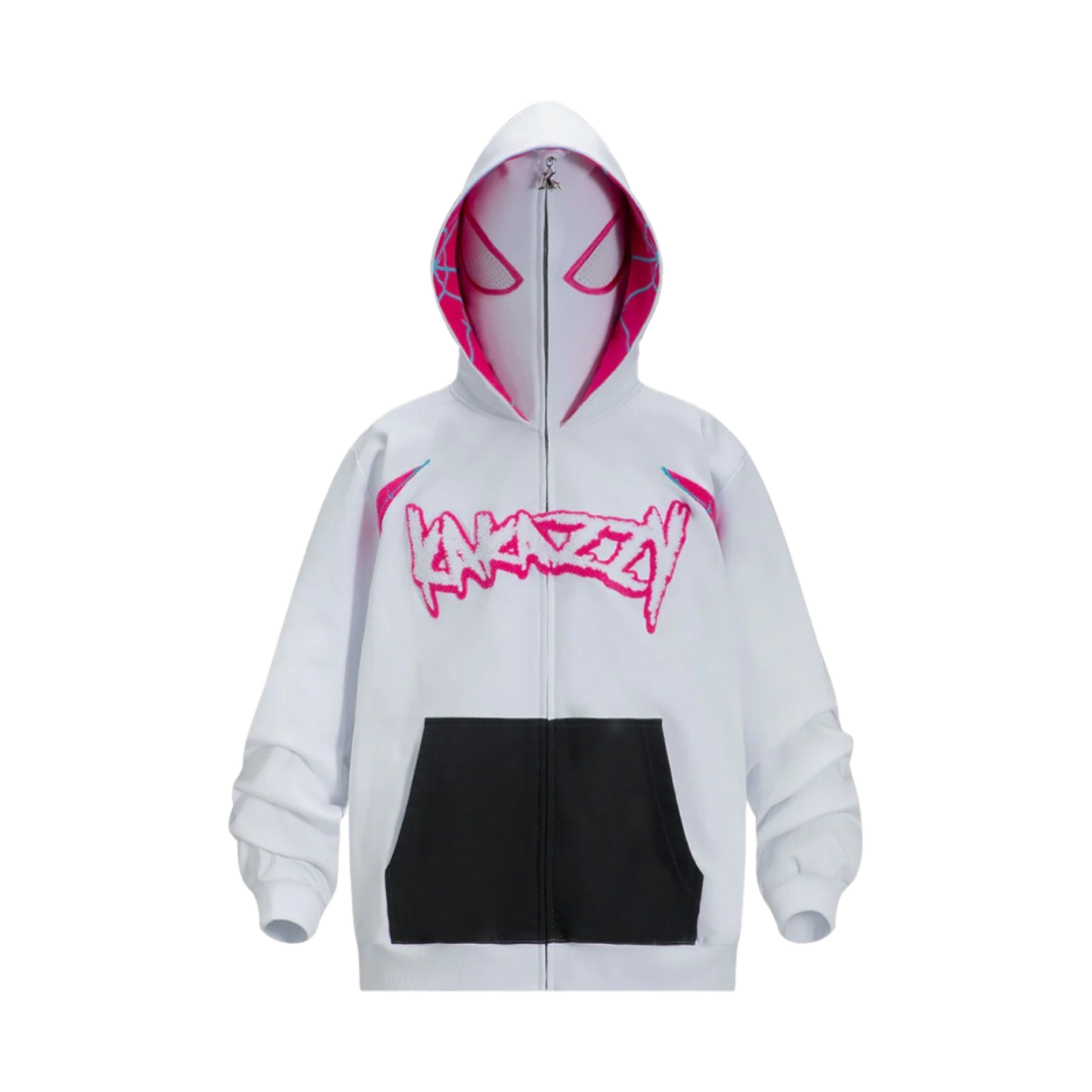 카카지 풀 집 더블 후드 스파이더 그웬 화이트(Kakazzy Full Zip Double Hoodie Spider Gwen White)