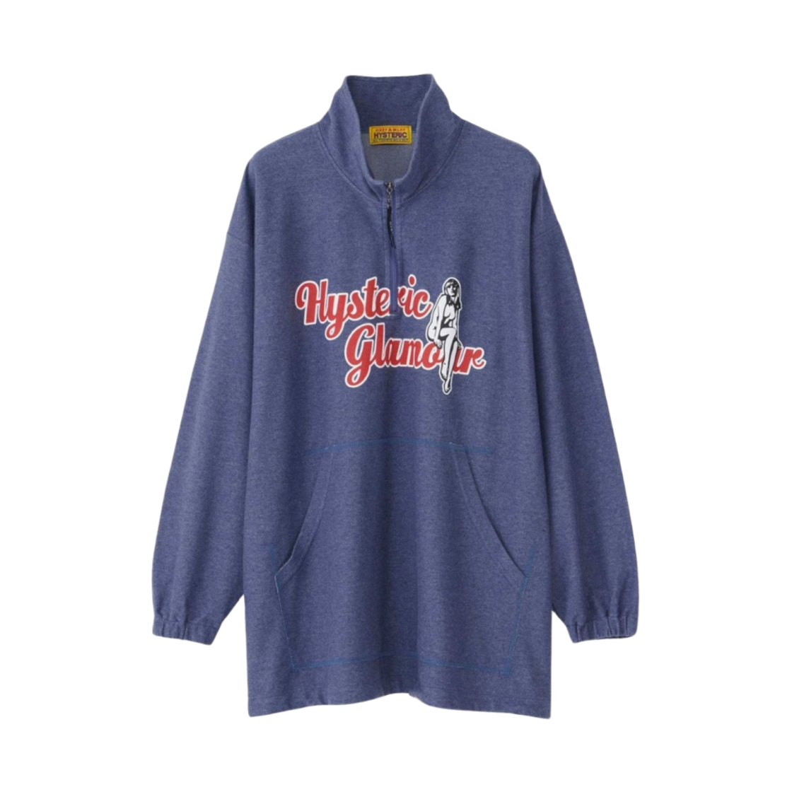 (W) 히스테릭 글래머 바시티 스크립트 오버사이즈 풀오버 네이비((W) Hysteric Glamour Varsity Script Oversized Pullover Navy) - 1