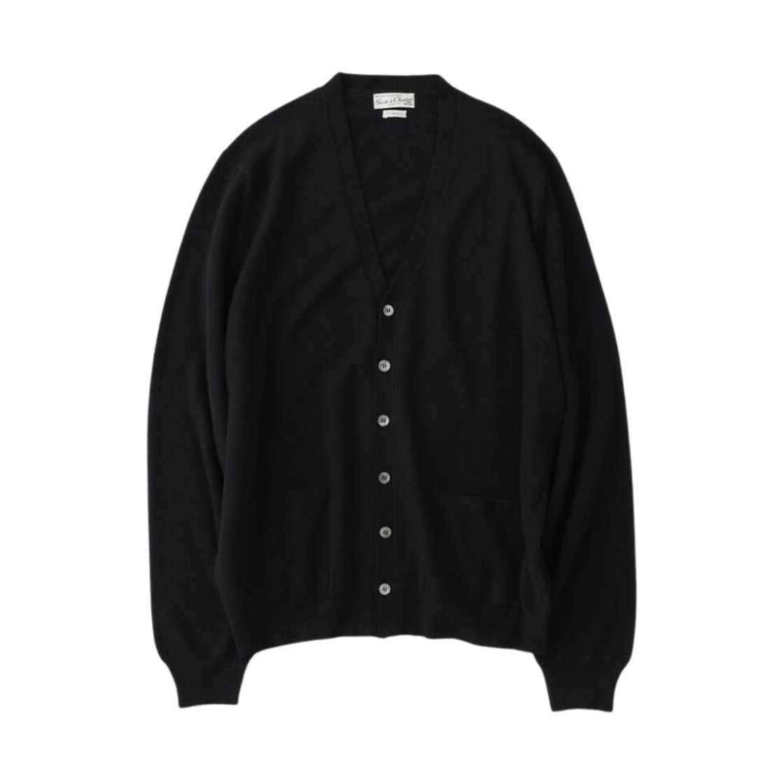 코모리 x 스캇 앤 차터스 브이넥 가디건 블랙 - 24AW(Comoli x Scott & Charters V-Neck Cardigan Black - 24AW)