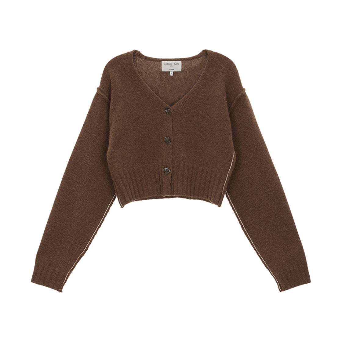MK239OCD020M (W) Matin Kim Matin Stitch Point Crop Cardigan Brown