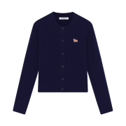 (W) Maison Kitsune Baby Fox Patch Fitted Cardigan Navy