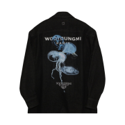 Wooyoungmi Jellyfish Back Logo Denim Shirt Dark Gray - 24SS