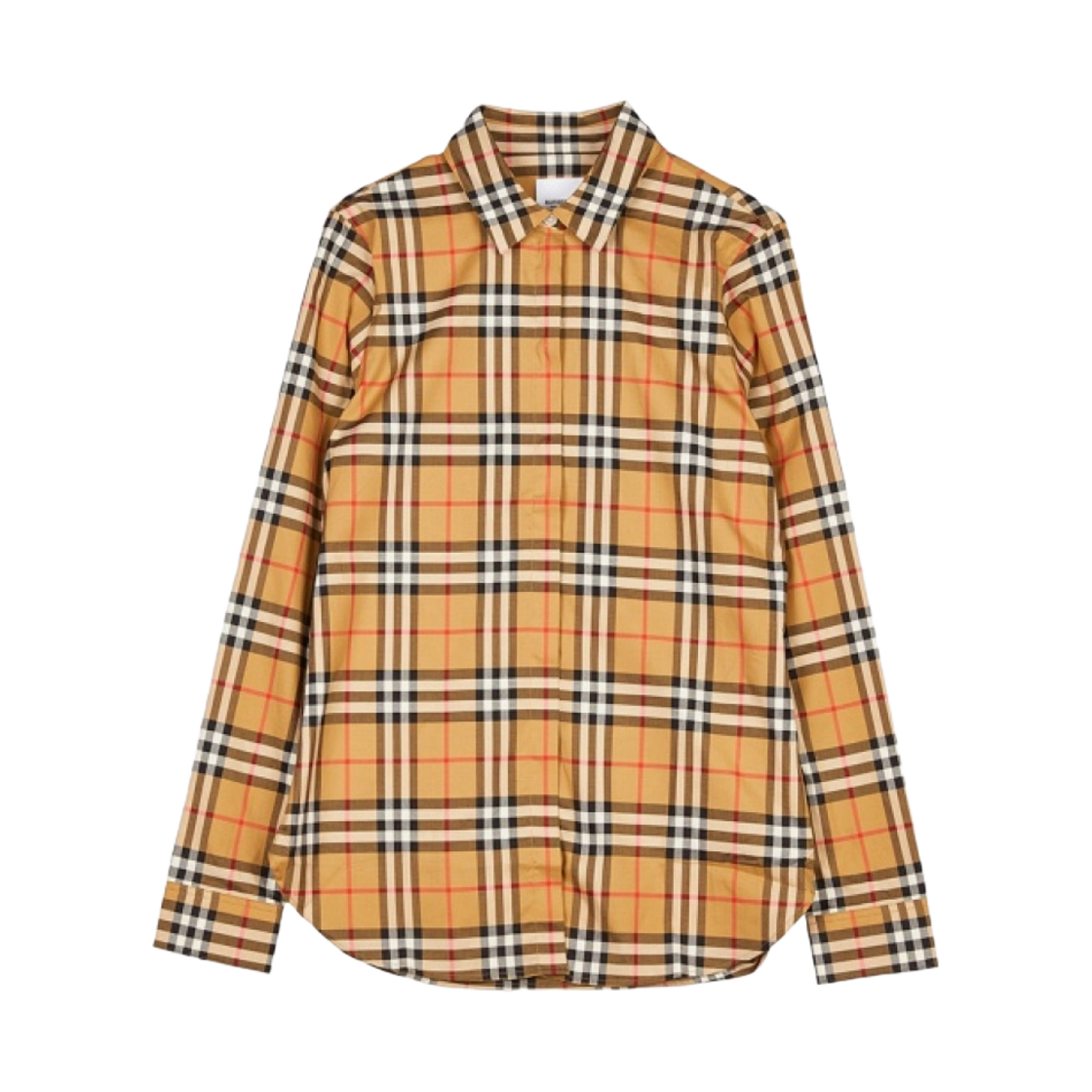 8014010 (W) Burberry Vintage Check Cotton Oversized Shirt Antique Yellow