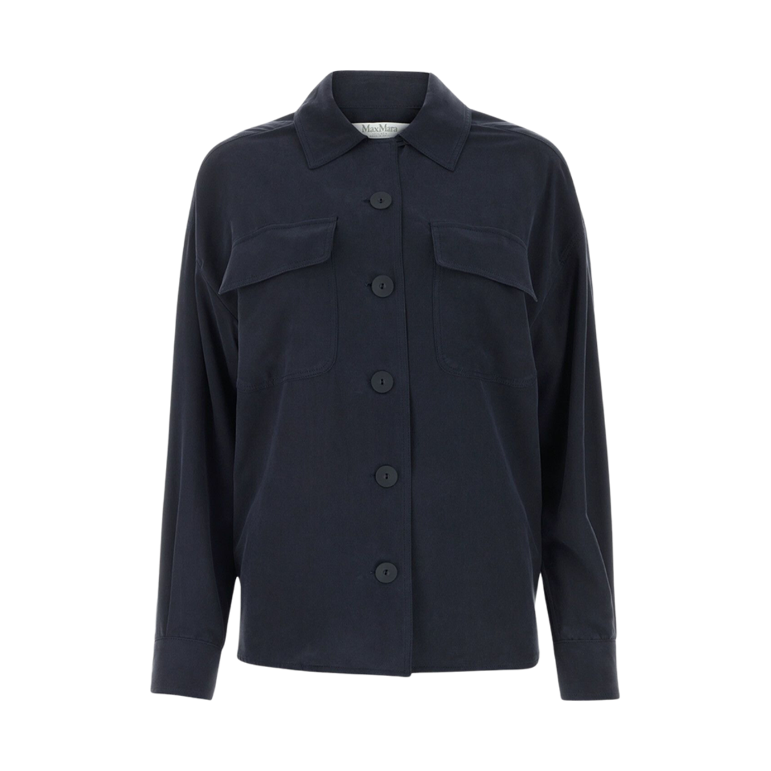 LUCILLA-006 (W) Max Mara Lucilla Pocket Silk Shirt Navy