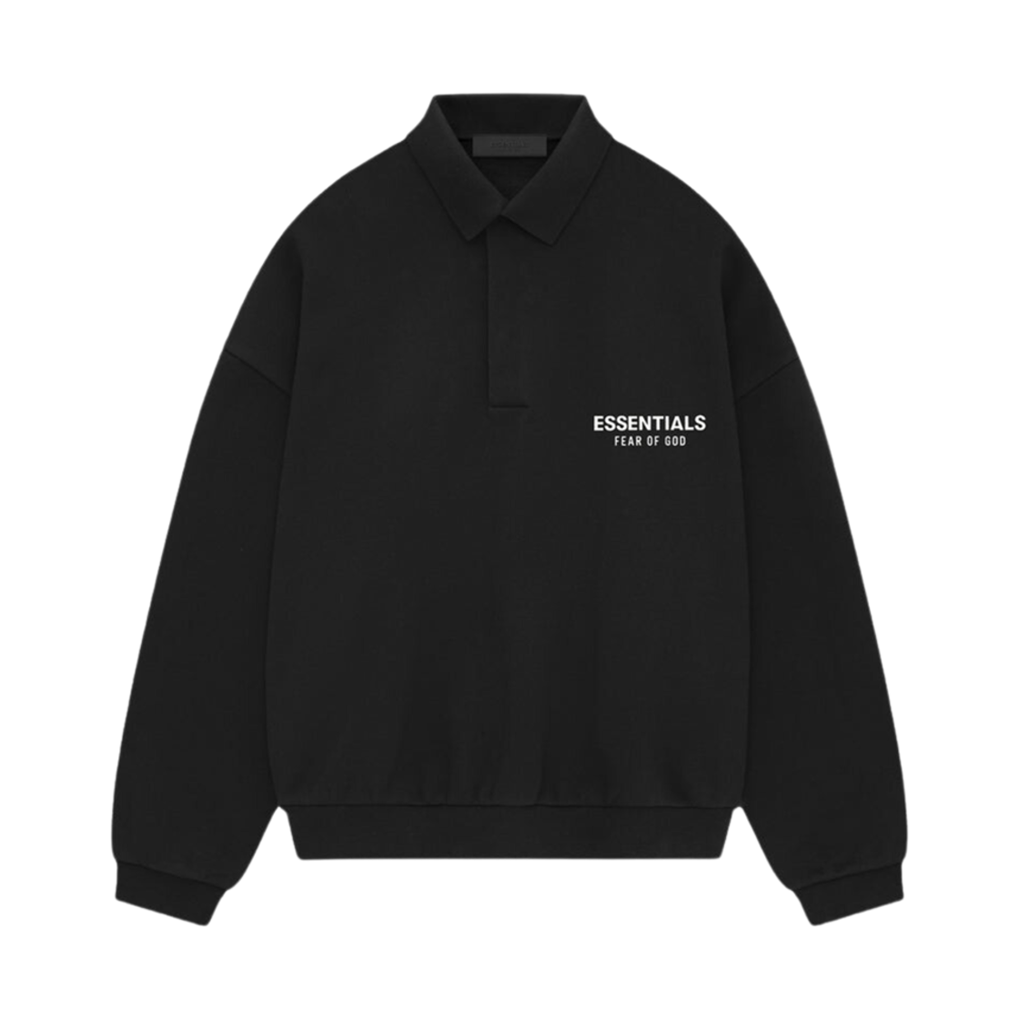 에센셜 플리스 폴로 스웨트셔츠 블랙 - 24FW(Essentials Fleece Polo Sweatshirt Black - 24FW)