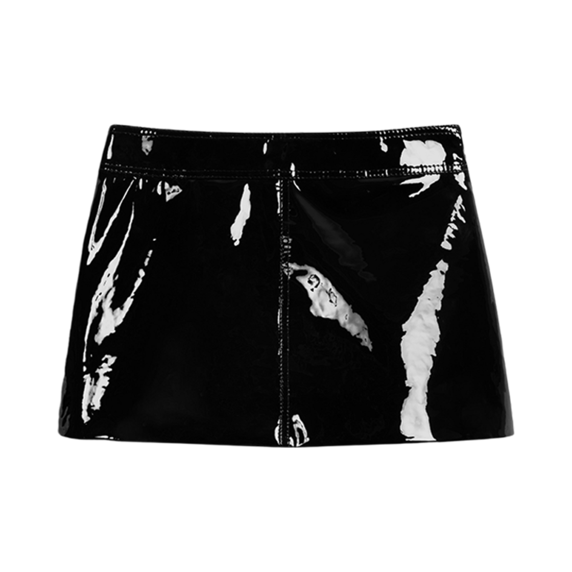 2H550842A-38NO (W) Celine Trapeze Mini Skirt In Patent Lambskin Leather Black