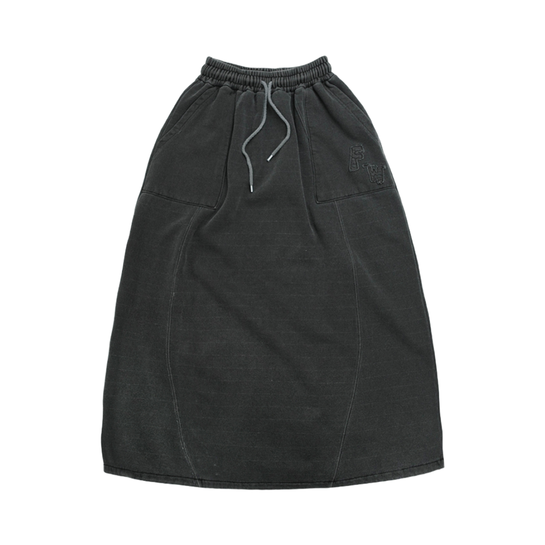 플랫웨이브 하바 패치워크 피그먼트 스웨트스커트 차콜(Flatwave Hava Patchwork Pigment Sweatskirt Charcoal)