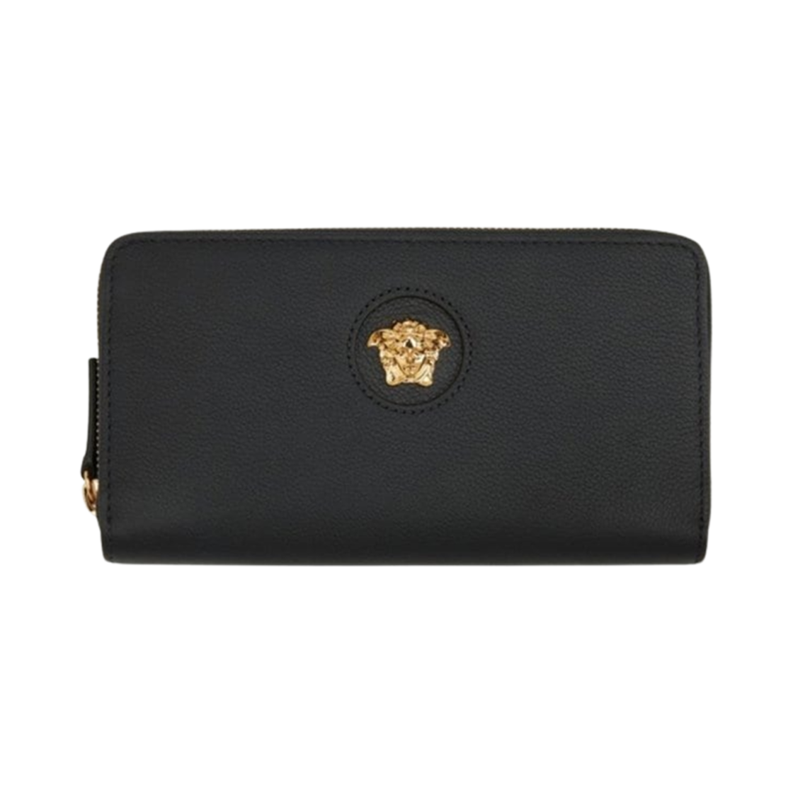 DP33597-DGOVV-D41OH Versace La Medusa Head Leather Zip Long Wallet Black Gold