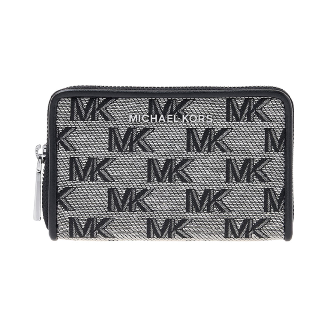 34S3SJ6D0J064 Michael Kors Logo Zip Around Card Case Black Light Cream