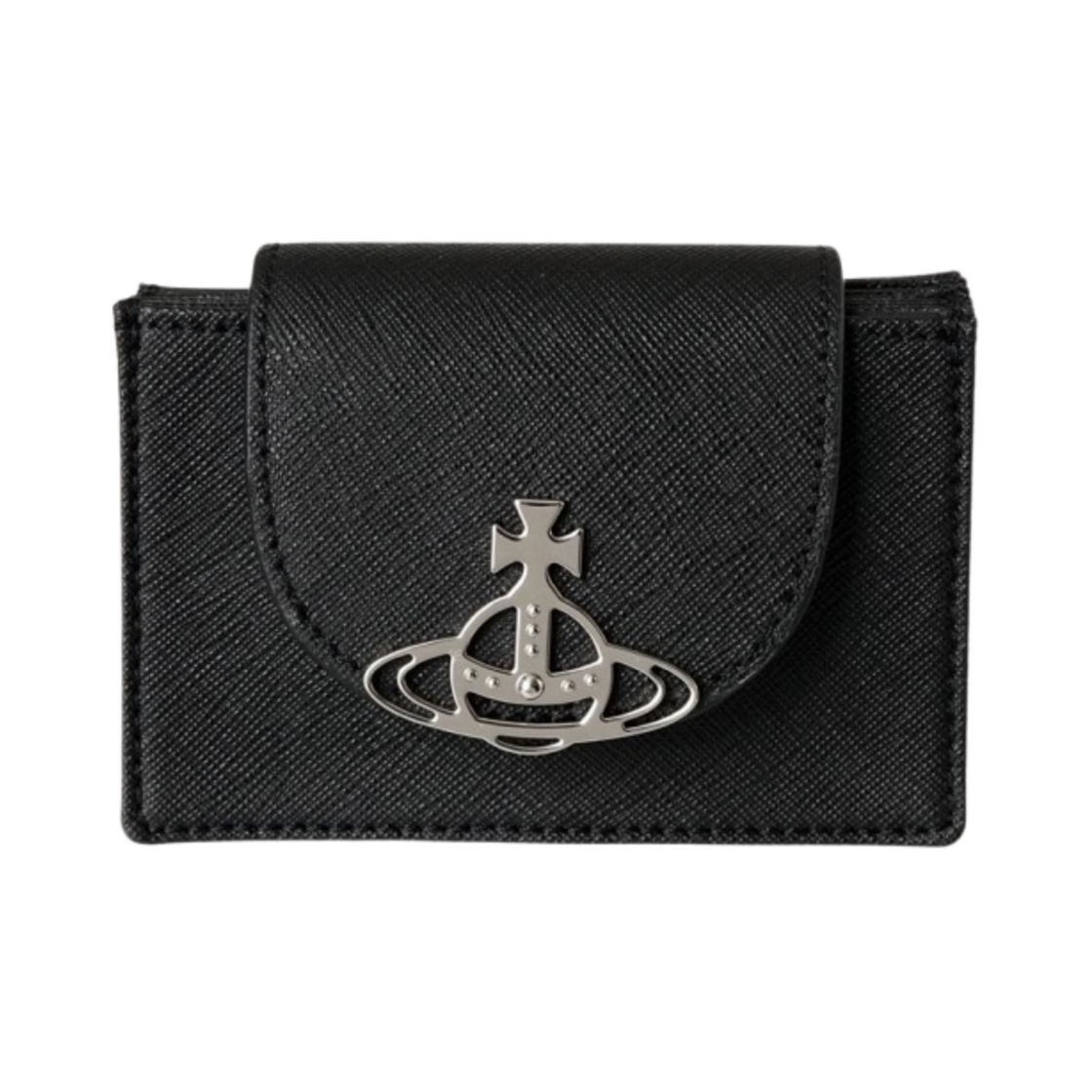 비비안 웨스트우드 사피아노 플랩 카드 홀더 블랙(Vivienne Westwood Saffiano Flap Card Holder Black)
